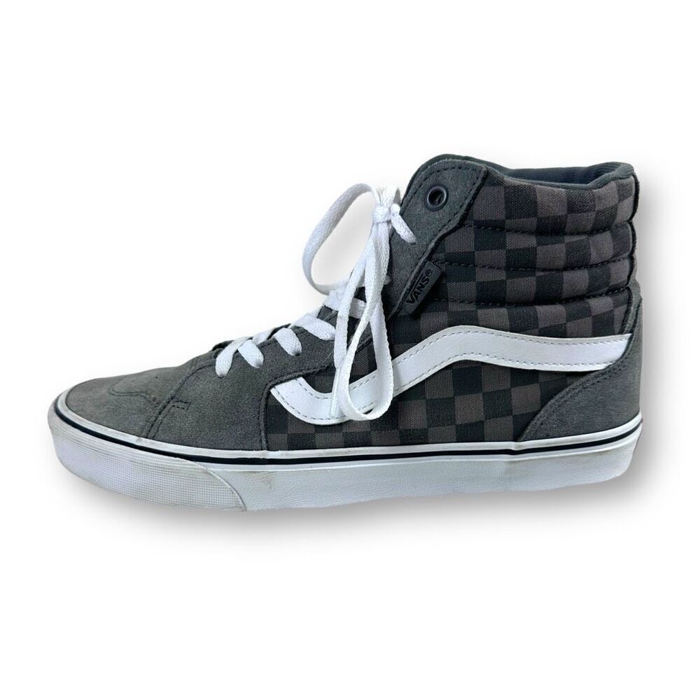 Vans Men's 8.5 Filmore High Top Skate Sneakers Gray Checkerboard‎ Lace Up Grunge